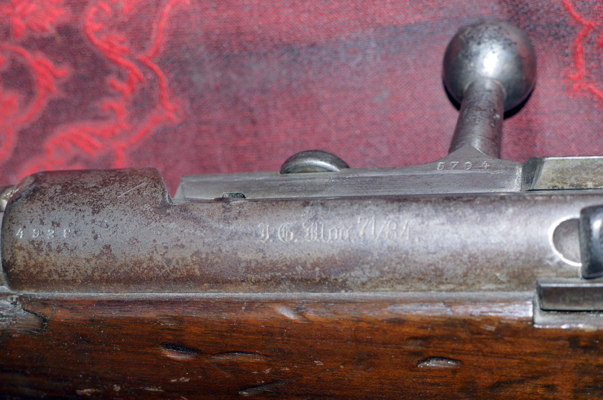 Gew71/84, I.G. Mod. 71/84, Spandau 1887 auf WBK rot Salutwaffen WHL o ...